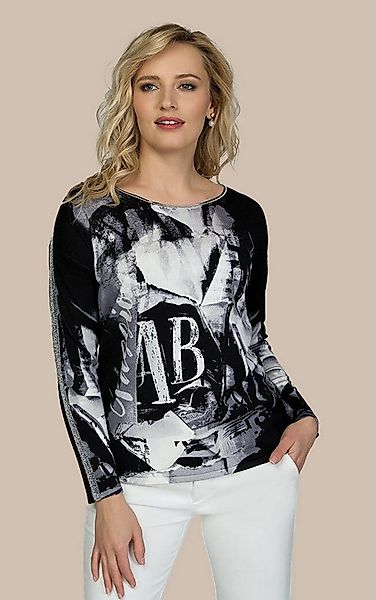 Passioni Strickpullover im abstrakten Mustermix mit Glitzerstreifen günstig online kaufen