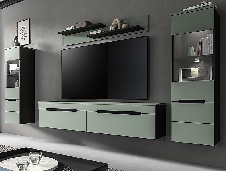Inn.Furn Wohnwand Cooper, (Schrankwand in Salbei Grün und Basalt Grau, 4-te günstig online kaufen