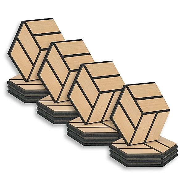 Homestyle4u Akustikpaneele 30 x 26 cm 16 Stück Natur Hexagon Wandpaneele Ho günstig online kaufen