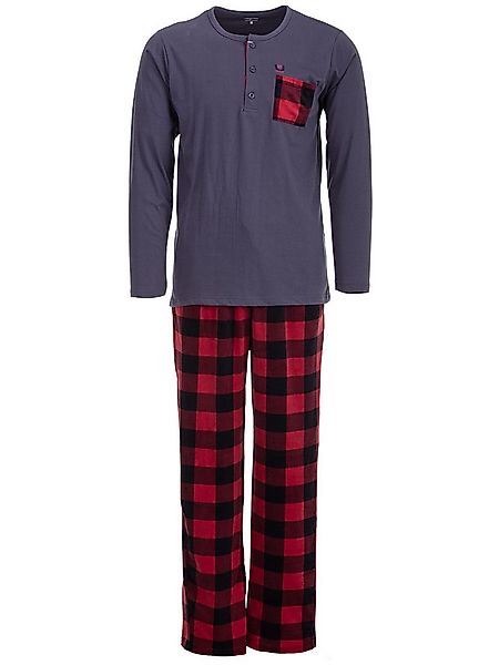 Henry Terre Pyjama Pyjama Set Langarm - Carlo mit Velour günstig online kaufen
