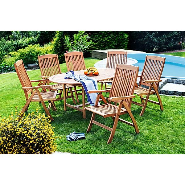 Gartenmöbel-Set Maracaibo 7-tlg. Braun inkl. Tisch 120/170 cm x 100 cm günstig online kaufen