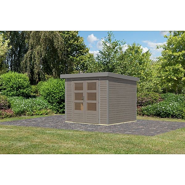 Karibu Gartenhaus Diego 3 D Wassergrau/Graualuminium 209 x 238 x 213 cm günstig online kaufen