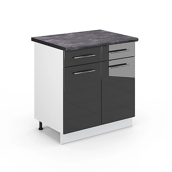 Vicco Küchenunterschrank Fame-Line Anthrazit Hochglanz/Weiß 80 cm AP Anthra günstig online kaufen