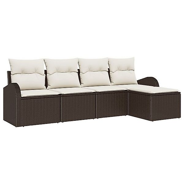 vidaXL Loungesofa 5-tlg. Garten-Sofagarnitur mit Kissen Braun Poly Rattan, günstig online kaufen