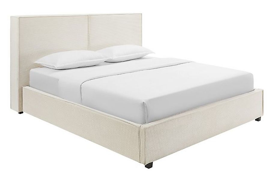 riess-ambiente Boxbett ROCCO 180x200cm beige Cord – mit Bettkasten & Kopfte günstig online kaufen