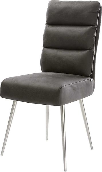 DELIFE Polsterstuhl Pela-Flex, 4-Fuß konisch Edelstahl Mikrofaser Taupe Vin günstig online kaufen