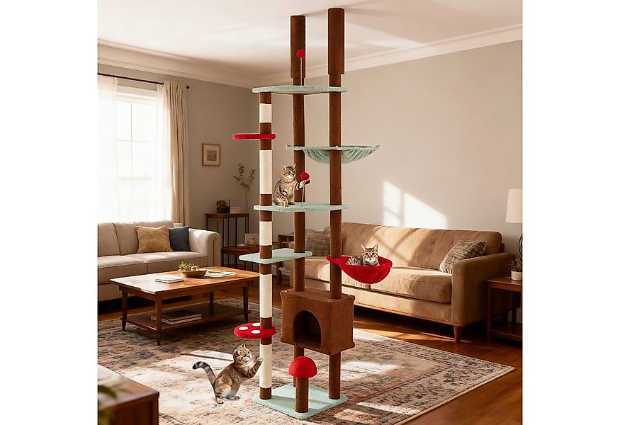 COSTWAY Kratzbaum, Katzenbaum deckenhoch, 207-237/247-277 cm hoch günstig online kaufen
