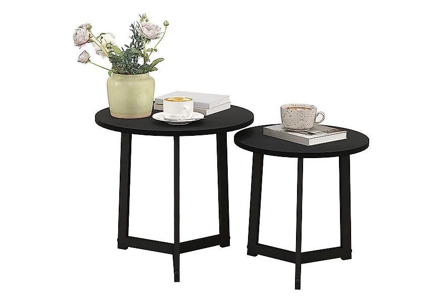 HOMCOM Couchtisch 2er-Set, Rund, mit Stahlgestell (Kaffeetisch, 2-St., Ecki günstig online kaufen