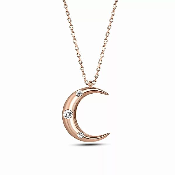 dKeniz Kettenanhänger "925/- Sterling Silber rosévergoldet Mond Silberkette günstig online kaufen