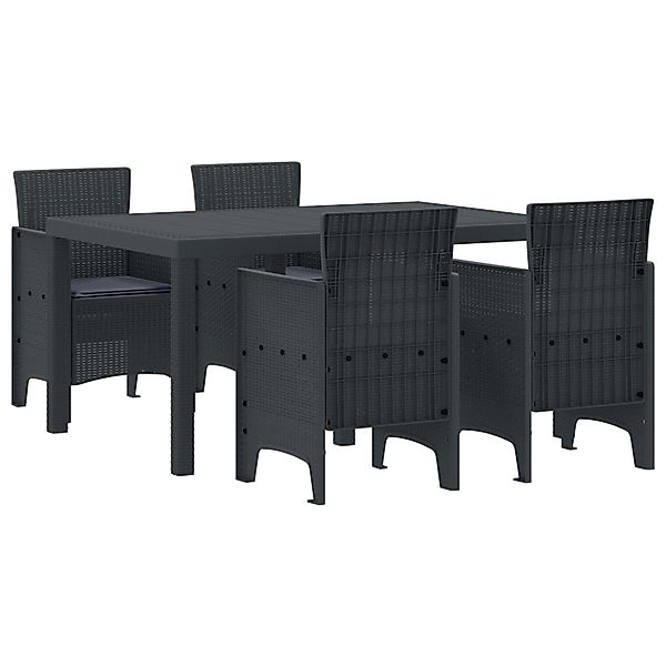 vidaXL 5-Teiliges Garten Essset mit Kissen Anthrazit Poly-Rattan 3378695 günstig online kaufen
