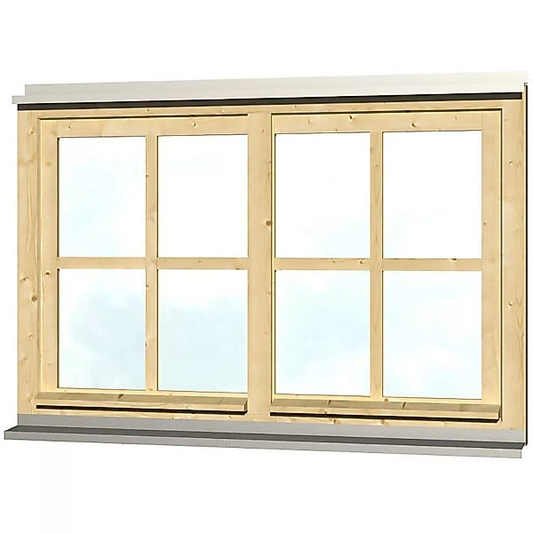 Skan Holz Doppelfenster Rahmenaußenmaß. 132,4 x 82,1 cm Natur günstig online kaufen