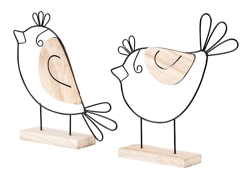 Levandeo® Dekoobjekt, 2er Set Deko Aufsteller Vogel Metall Holz Schwarz Nat günstig online kaufen