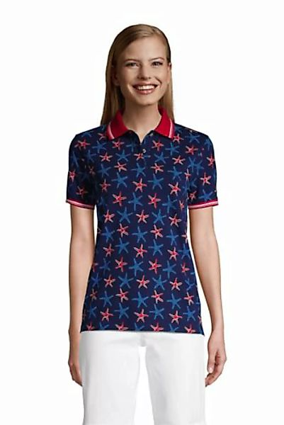 Piqué-Poloshirt, Damen, Größe: S Normal, Blau, Baumwolle, by Lands' End, Ti günstig online kaufen