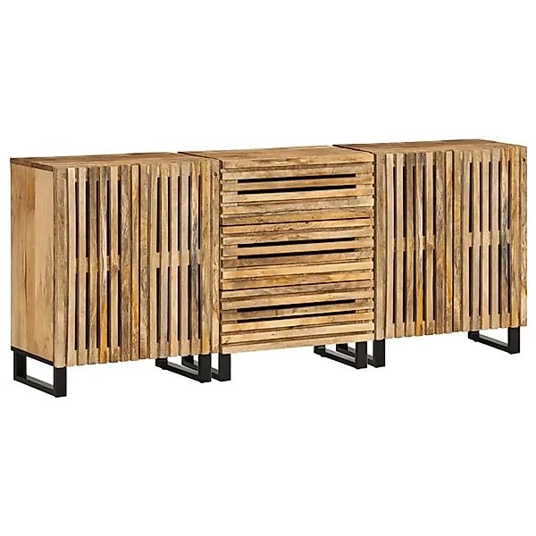 vidaXL Sideboard 3 Stk 60x34x75 cm Raues Massivholz Mango 3217079 günstig online kaufen