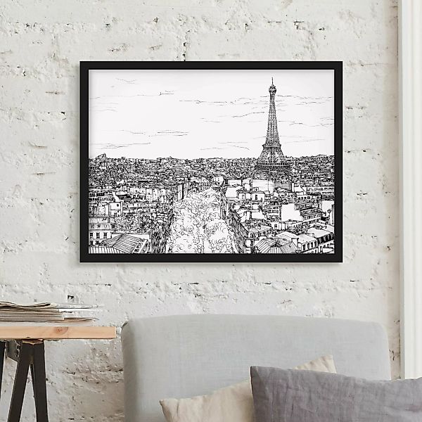 Architektur & Skyline Bild mit Rahmen Stadtstudie - Paris günstig online kaufen