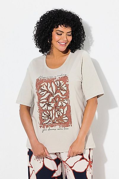 Ulla Popken T-Shirt T-Shirt Metallic-Blumen Rundhals Halbarm günstig online kaufen