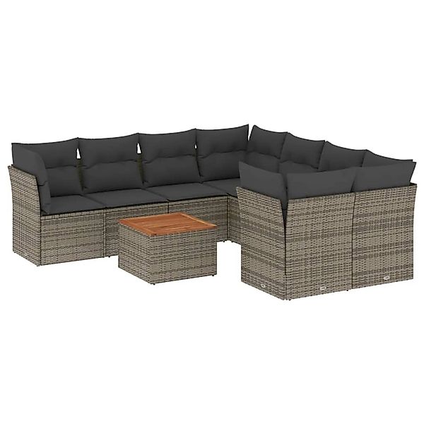 vidaXL 9-tlg Garten-Sofagarnitur mit Kissen Grau Poly Rattan Modell 28 günstig online kaufen