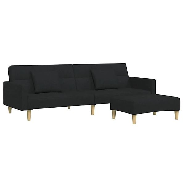 vidaXL Schlafsofa 2-Sitzer mit Fußhocker Schwarz Stoff 3258108 günstig online kaufen