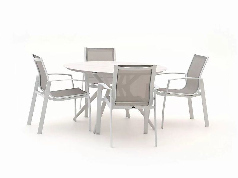 R&S Design Altea/Sora ø 127 cm Gartenmöbel-Set 5-Teilig Stapelbar günstig online kaufen