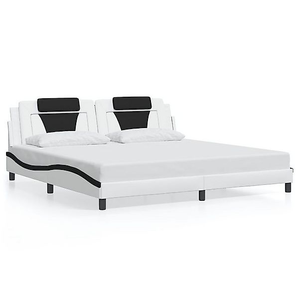 vidaXL Bettgestell, Bettrahmen mit Kopfteil Weiß und Schwarz 200x200 cm Kun günstig online kaufen