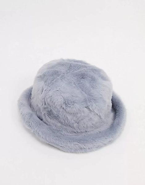 ASOS DESIGN – Anglerhut aus flauschigem Kunstpelz in Grau günstig online kaufen