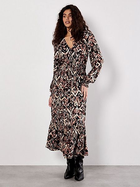 Apricot Druckkleid Midaxikleid mit Smokdetails günstig online kaufen