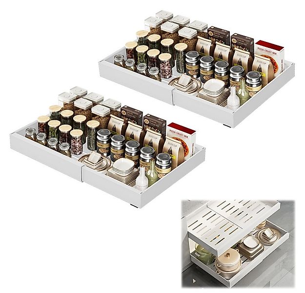 NUODWELL Schubkasteneinsatz Teleskopschublade, Verstellbare Breite Ausziehb günstig online kaufen