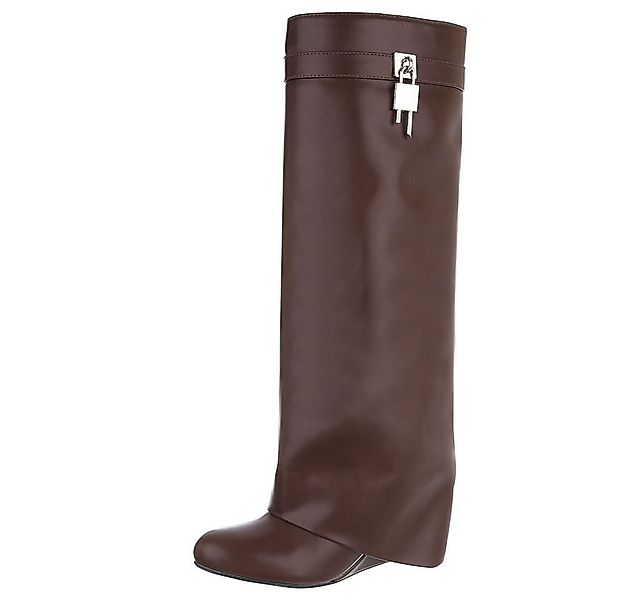 Ital-Design Overknee-Stiefel mit Blockabsatz und Zip-Verschluss Keilstiefel günstig online kaufen