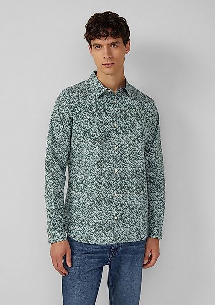s.Oliver Langarmhemd Hemd Slim Fit: Baumwollhemd mit All-over-Print günstig online kaufen