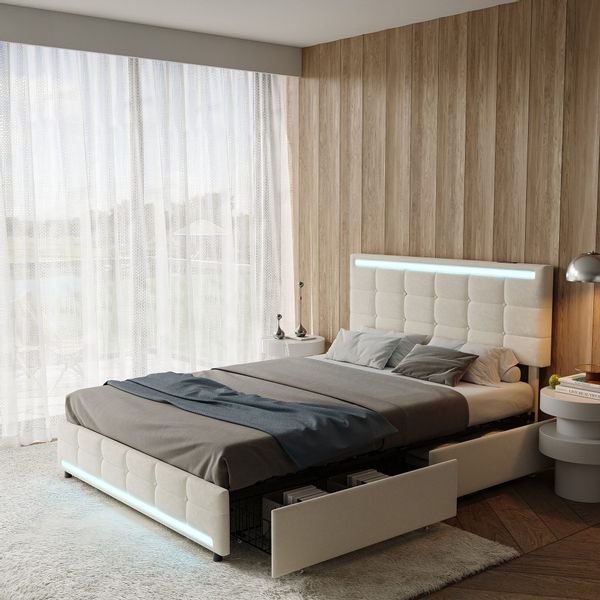 PXloue Polsterbett LED Doppelbett (Geeignet für günstig online kaufen