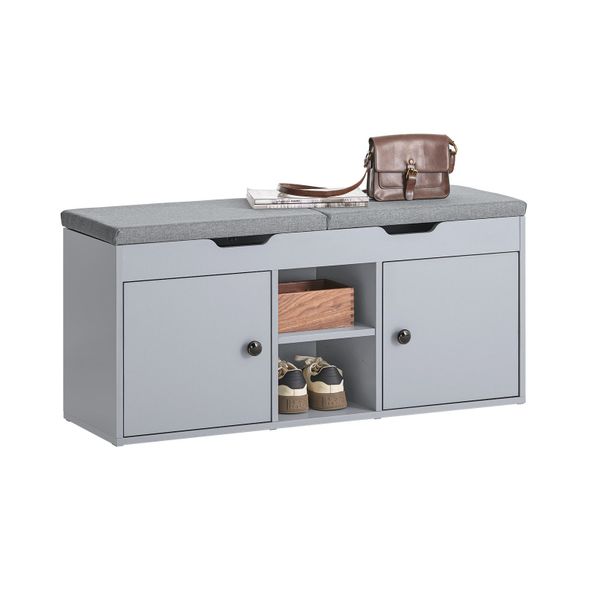 SoBuy Schuhbank mit Zwei Sitzkissen Garderobenbank mit Stauraum Grau FSR96- günstig online kaufen