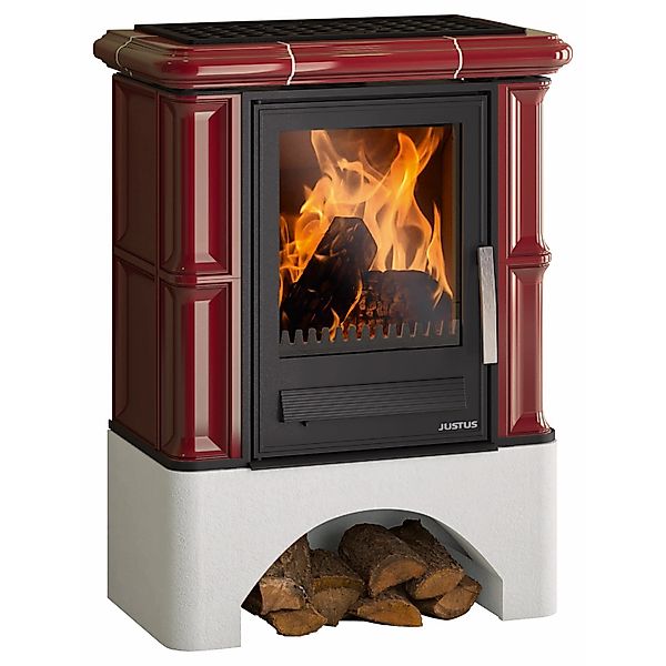 Justus Kaminofen Keramik Bordeauxrot 7 kW günstig online kaufen