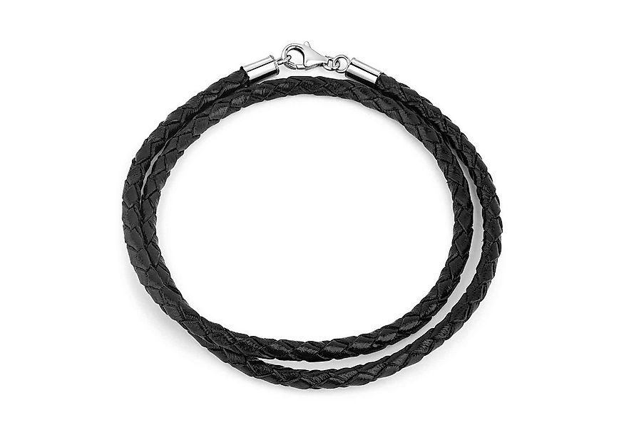 Materia Wickelarmband Unisex Leder geflochten Schwarz 34-44cm A35, Verschlu günstig online kaufen