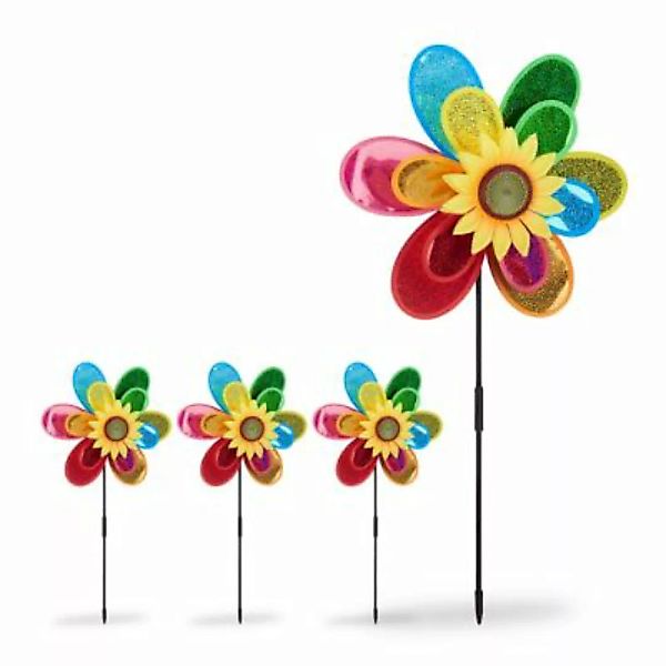 relaxdays 4 x Windrad Blume mehrfarbig günstig online kaufen