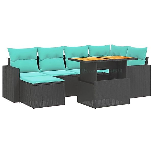 vidaXL 11-Tlg Garten-Sofagarnitur mit Kissen Beige Poly Rattan 3274591 günstig online kaufen