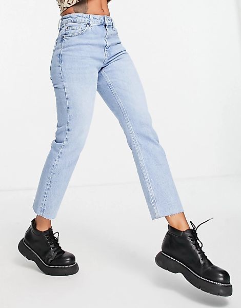 Topshop – Ausgeblichene Jeans aus Bio-Baumwolle mit geradem Schnitt-Blau günstig online kaufen