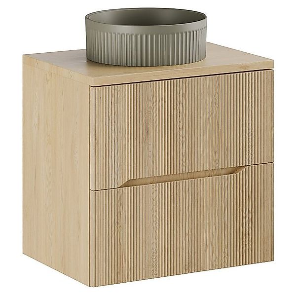 Lomadox Waschbeckenschrank NARPIO-56 60cm breit in Eiche mit gerillten Fron günstig online kaufen
