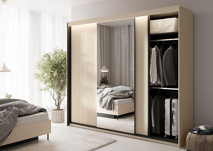 Compleo Schwebetürenschrank mit Lamellen, geräumig Kleiderschrank, Elegant günstig online kaufen