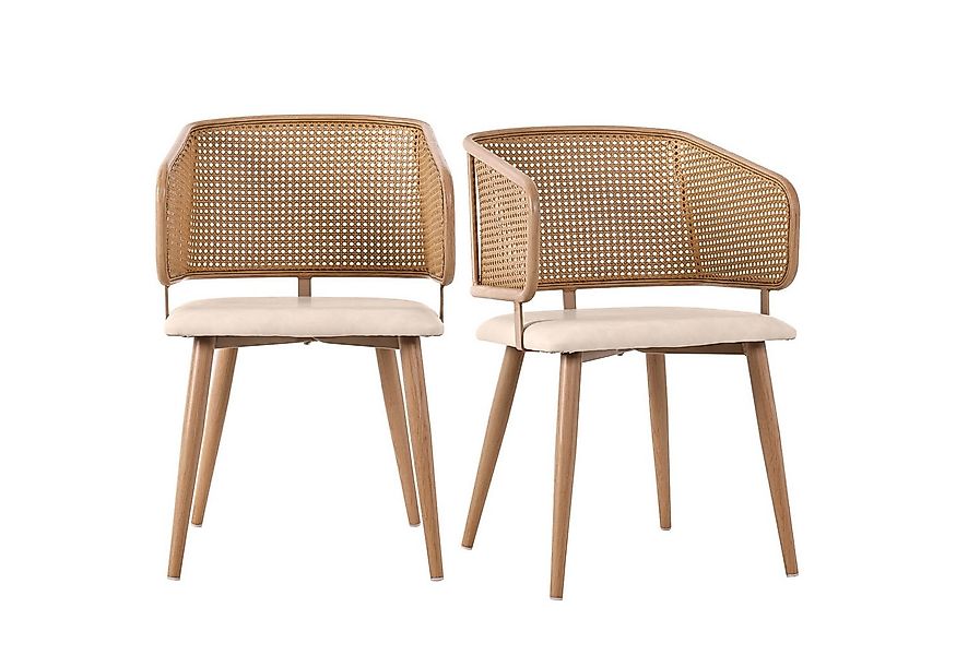 HAUSS SPOLE Esszimmerstuhl 2er Set mit Rattan-Rückenlehne, Sitzkissen aus P günstig online kaufen