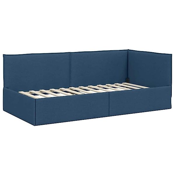 vidaXL Bett Eckbettgestell mit Kopfteil Blau günstig online kaufen