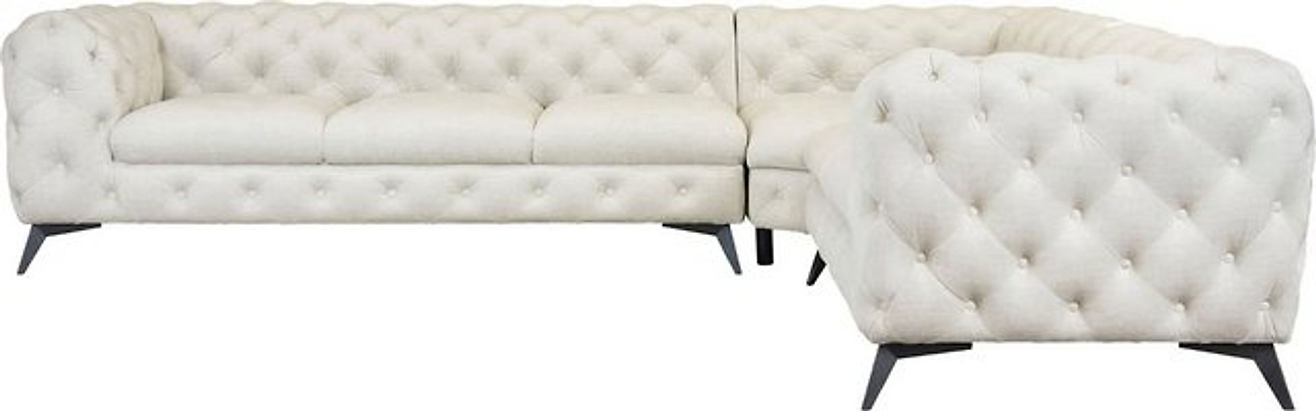 Leonique Chesterfield-Sofa "Ecksofa GLYNIS L-Form mit Wellenunterfederung, günstig online kaufen