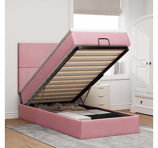 vidaXL Bett, Ottoman-Bett mit Matratzen & LEDs Rosa 90x190 cm Samt günstig online kaufen