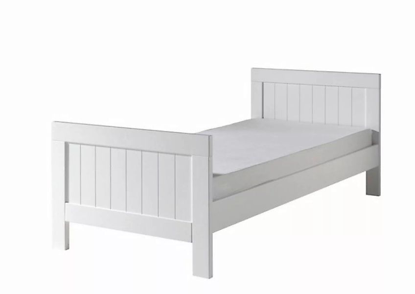 Natur24 Einzelbett Bett Einzelbett Lewis MDF Weiß 90x200cm günstig online kaufen