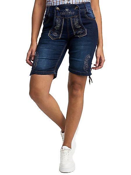Steigenhöfer Manufaktur Jeansshorts im Lederhosen Look - Damen Shorts - Str günstig online kaufen