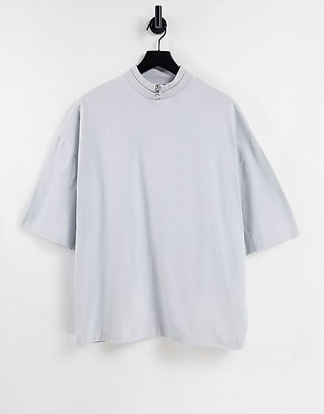 ASOS DESIGN – Oversize-T-Shirt in verwaschenem Blau mit halblangen Ärmeln u günstig online kaufen