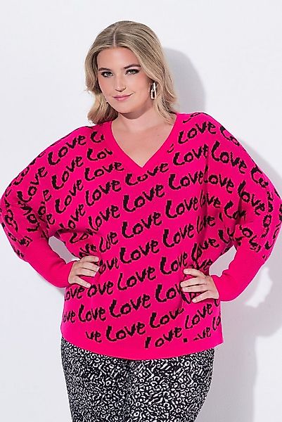 MIAMODA Strickpullover Pullover Poncho-Form LOVE-Schriftzüge günstig online kaufen