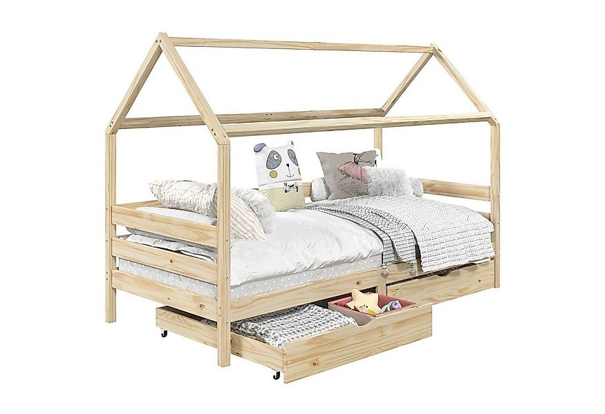 IDIMEX Kinderbett CLIA, Hausbett CLIA Kinderbett Montessori 2 Schubladen 90 günstig online kaufen