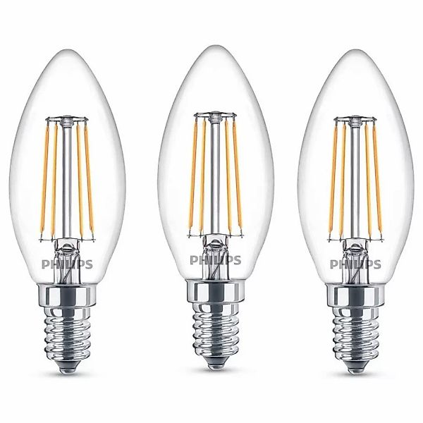 Philips LED Filament Lampe ersetzt 40W E14 Kerze - B35 4,3W 470lm 2700K Dre günstig online kaufen