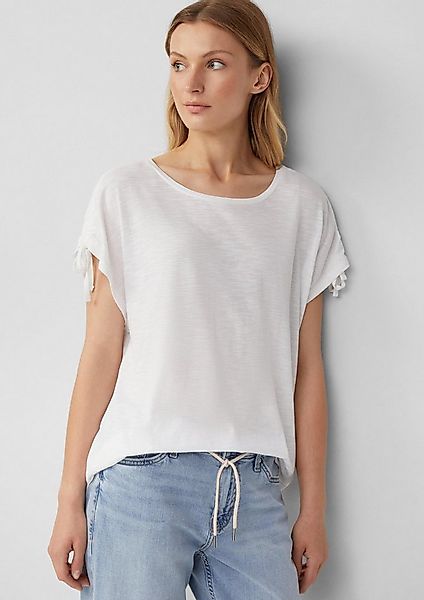 s.Oliver Kurzarmshirt T-Shirt T-Shirt mit Flammgarnstruktur und Raffung günstig online kaufen