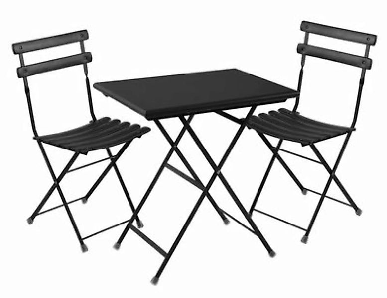 Tisch und Sitzgarnitur Arc en Ciel metall schwarz Set aus 2 Stühlen + 1 Tis günstig online kaufen